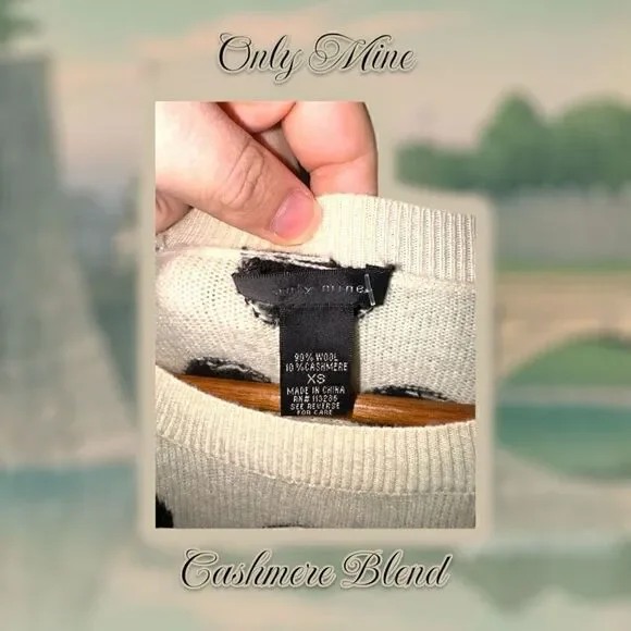 Only Mine Cashmere Blend Polka dot Crewneck Sweater Size XS - Picture 2 of 4